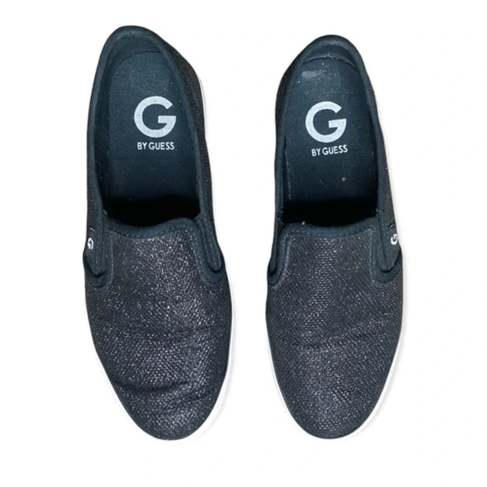 G By Guess Black Glitter Sparkly Slip On Sneaker Flats 7M